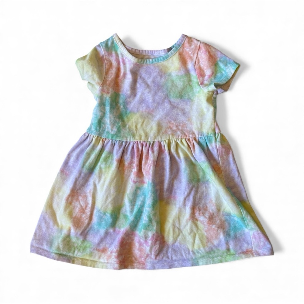 Cat & Jack short sleeve knit dress in a pastel tie-dye- size 3T